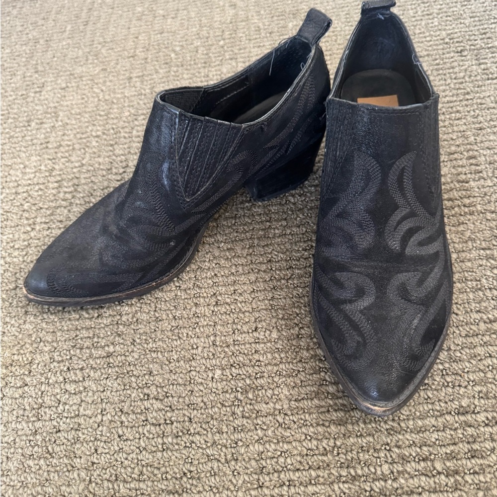 Dolce Vita Black Ankle Booties with Western Flair
